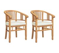 vidaXL Set di sedie da Pranzo per Esterni Marrone e Panna in Legno di Teak Solido, Stile Banana, 2 Pezzi, Dimensioni 63 x 58 x 89 cm. Resistenti alle intemperie, con braccioli ergonomici e Uno Stile