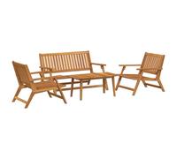 vidaXL Set di sedie e Panca da Giardino, 4 Pezzi in Legno massello di Acacia. Mobili ergonomici per l'esterno, con Un tavolino Perfetto per Patio, Balcone, Dining e terrazzo. Set di tavoli Ampio, da