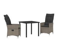 vidaXL Set di sedie reclinabili da Giardino con Cuscini Grigi in Rattan Sintetico. Mobili per Esterni con Schienale Regolabile e Seduta Resistente, Perfetti per Patio, balconi e terrazze Moderne.