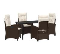 vidaXL Set di sedie da giardino reclinabile con cuscini marrone PE rattan schienale regolabile comfort sedili esterni per patio e balcone, mobili sedia reclinabile