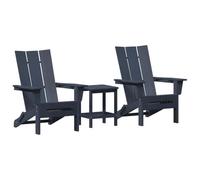 vidaXL Set di Sedute da Giardino 3 Pezzi Blu Navy HDPE