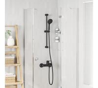 vidaXL Set di sistema doccia nero 70 cm in acciaio inox sistema doccia doccia rotondo montaggio a parete a risparmio idrico acciaio inox resistente alla ruggine interno