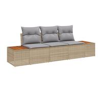 vidaXL Set di Sofà da Giardino 3 Pezzi con Cuscini Beige in Rattan Sintetico, Seduta Esterna con Piedini Regolabili, Design Modulare, Resistente alle Intemperie per Patii, Balconi, Lounge, Mobili PE