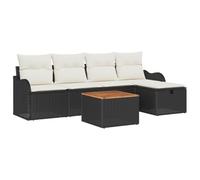 vidaXL Set di 6 divani da giardino con cuscino in polyrattan nero, 2 posti divano da giardino con cuscino nero polyrattan