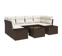 vidaXL Set di 7 divani da giardino con cuscino in rattan sintetico marrone, mobili modulari per esterni per terrazze e divani, panca dell'amore, sezionale