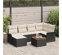 vidaXL Set di Sofà da Giardino 7 Pezzi con Cuscini Rattan Nero