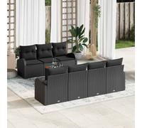 vidaXL Set di Sofà da Giardino 8 pcs Nero Grande Rattan, tessuto