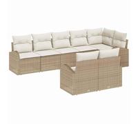 vidaXL Set di Sofà da Giardino 8 Pezzi con Cuscini Beige e Bianco Rattan Poliestere Mobili Modulare da Esterno per Balcone Conservatorio Posti a Sedere Patio Sezionale Lounge Angolare