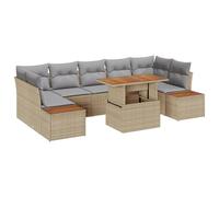 vidaXL Set di Sofà da Giardino 8 Pezzi con Cuscini Beige Polyrattan, Sofà da Giardino a 2 Posti con Ripostiglio e Cuscini Beige Polyrattan