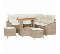 vidaXL Set di Sofà da Giardino 8 Pezzi con Cuscini Beige Polyrattan Acacia Mobili da Esterno Soluzione di Seduta Modulare per Balcone Patio e Sezionale Facile Assemblaggio Lounge