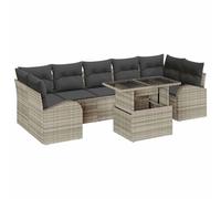 vidaXL Set di Sofà da Giardino 8 Pezzi con Cuscini Grigio Chiaro Rattan Polivinilico | Seating Modulare da Esterno per 4 Persone Resistente alle Intemperie con Piedini Regolabili Inclusi. Mobili da P