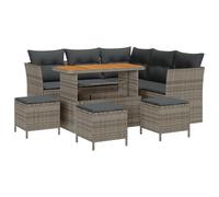vidaXL Set di Sofà da Giardino 9 Pezzi con Cuscini Grigio Rattan Plastico Acacia