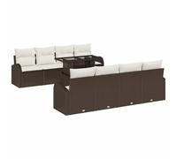 vidaXL Set di Sofà da Giardino 9 Pezzi con Cuscini Marrone e Bianco Seduta Modulare per Spazi Esterni | Divano Confortevole Piedi Regolabili Design Resistente alle Intemperie Mobili da Patio