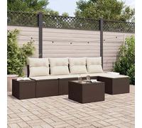 vidaXL Set di Sofà da Giardino a 6 Pezzi con Cuscini, Rattan Polimerico Marrone