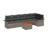 vidaXL Set di Sofà da Giardino a 7 Pezzi con Cuscini Grigi Polyrattan Design Elegante Piedini Regolabili per Patios e Balconi Divano Spazioso Soluzione di Mobili Contemporanea Grande