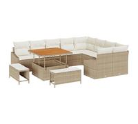 vidaXL Set di Sofà da Giardino da 12 Pezzi con Cuscini Beige e Bianco Panna Mobili da Esterno Seduta in PE Rattan per 5 Tavolo e Sgabelli Patio Set Sezionale da 4 posti