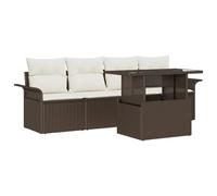 vidaXL Set di Divani da Giardino 5 Pezzi con Cuscini Marrone Rattan Polietilene