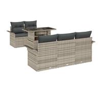 vidaXL Set di Sofà Giardino Modulari 6 Pezzi con Cuscini Grigio Chiaro Polyrattan Mobili Resistenti alle Intemperie per Arredamento all'Aperto Patios di Lusso