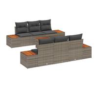 vidaXL Set di Sofà da Giardino 7 Pezzi con Cuscini Rattan Grigio Acacia