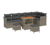vidaXL Set di Sofà Modulari per Esterni da 4 Posti con Cuscini Grigi in Polyrattan. Struttura Resistente alle Intemperie in Acciaio. Arredamento da Giardino Comodo. Seduta Moderna in Acacia. Ideale p