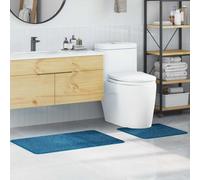 vidaXL Set di tappetini antiscivolo per il bagno 2 pz Blu 50 x 50 cm