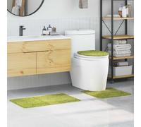vidaXL Set di Tappetini da Bagno in 3 Pezzi Verde in Polipropilene Antiscivolo