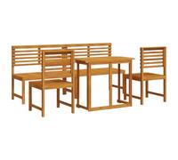 vidaXL Set di Tavoli da Pranzo Rustico Compatto con Design Pieghevole in Legno Massello di Acacia | Include 2 Sedie e Panche, Perfetto per Uso in Balcone, Patio, Giardino, Tavoli in Legno Pieghevoli,