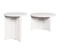 vidaXL Set di tavolini da caffè in Legno di Pino Bianco, Design Rotondo, 49 x 28 cm. Perfetti per Il Soggiorno, impilabili e dal Look Moderno. Comprende 2 tavoli. Richiede assemblaggio, Solo per Uso