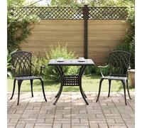 vidaXL Tavolo da Giardino in Alluminio pressofuso Nero 80X80X75 cm Pranzo all'Aperto per 2 Design retrò Elegante con Foro per Ombrello Arredamento Interno Ideale per Balcone e Quadrato