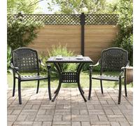 vidaXL Set di Tavolo da Giardino 3 pz Nero Alluminio pressofuso
