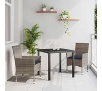 vidaXL Set di tavolo e sedie 3 pz Grigio e Blu Navy Rattan in PE