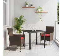 vidaXL Set di tavolo e sedie 3 pz Marrone e Rosso Rattan in PE