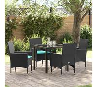 vidaXL Set di tavolo e sedie 5 pz Nero Rattan in PE