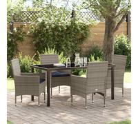 vidaXL Set di tavolo e sedie con cuscino 5 pcs Grigio Rattan in PE
