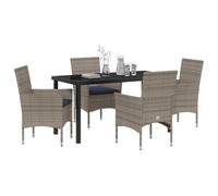 vidaXL Set di tavolo e sedie con cuscino 5 pcs Grigio Rattan in PE, Giardino e terrazza, set da pranzo rettangolare, mobili moderni, tavolo in rattan, sedie da patio, spazio all'aperto