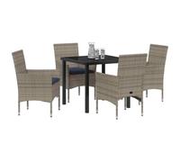 vidaXL Set di tavolo e sedie con cuscino 5 pcs Grigio Rattan in PE, Giardino e terrazza, set da pranzo rettangolare, mobili moderni, tavolo in rattan, sedie da patio, spazio all'aperto