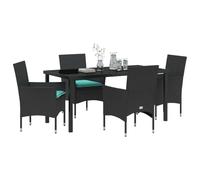 vidaXL Set di tavolo e sedie con cuscino 5 pcs Nero Rattan in PE, Giardino e terrazza, set da pranzo rettangolare, mobili moderni, tavolo in rattan, sedie da patio, spazio all'aperto
