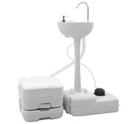 vidaXL Toilette da Campeggio Corpo Grigio + Coperchio Bianco + Grigio Cool