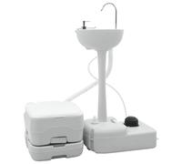 vidaXL Toilette da Campeggio Corpo Grigio + Coperchio Bianco + Grigio Cool