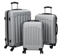 vidaXL Set di valigie 3 pezzi in policarbonato placcato duro 20 pollici 24 pollici 28 pollici bagagli durevoli con serrature combinate accessori da viaggio leggeri borse, argento
