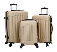 vidaXL Set valigia 3 pezzi in policarbonato champagne guscio duro 20 pollici 24 pollici 28 pollici bagagli robusti con serrature combinate bagaglio leggero valigia espandibile superficie, Champagne