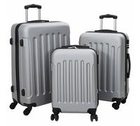 vidaXL Set di valigie 3 pezzi in policarbonato placcato duro 20 pollici 24 pollici 28 pollici bagagli durevoli con serrature combinate accessori da viaggio leggeri borse, argento