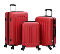 vidaXL Set valigia 3 pezzi in policarbonato rosso guscio duro 20 pollici 24 pollici 28 pollici bagaglio durevole con serrature combinate bagaglio leggero borsa a rotelle espandibile, rosso, Rosso 2