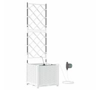 vidaXL Set di vasi da Giardino Bianchi con Sistema di irrigazione. Contenitore Quadrato con Trellis, in plastica Resistente ai Raggi UV. Perfetto per Uso Interno ed Esterno. Contenitore Rettangolare