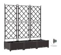 vidaXL Fioriera da giardino con traliccio, in plastica, marrone, rettangolare, 120 x 40 x 126 cm, supporto per piante da interno/esterno, con supporto per arrampicata, compatibile con balconi/giardini