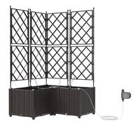 vidaXL Vaso rettangolare regolabile in altezza interna esterna | marrone 80 x 142 cm scatola moderna in plastica effetto rattan e protezione UV ideale per l'uso su balcone giardino supporto per piante