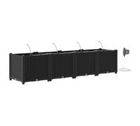 vidaXL Vaso rettangolare spazioso in plastica resistente ai raggi UV | Elegante effetto rattan per uso interno ed esterno, dimensioni 160 x 40 37,5 cm, facile da montare, ideale per fioriere da