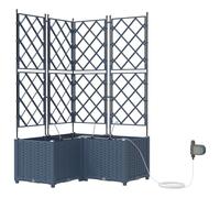 vidaXL Fioriera in plastica grigia con Trellis regolabile, 80 x 142 cm, finitura strutturata, uso interno ed esterno, ideale per decorare balconi e giardini