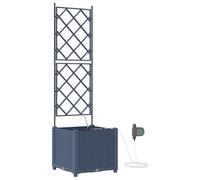 vidaXL Vaso quadrato grigio moderno con traliccio per uso interno ed esterno, decorazione in rattan, 40 x 142 cm, vaso in plastica, supporto per piante, decorazione da giardino, vasi per balcone