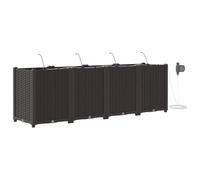Fioriera Contemporanea in Stile Rattan con Sistema di Irrigazione | Marrone Rettangolare per Interni Esterni Grande 160 X 40 52 cm Contenitore per Piante Ideale per Balcone e Decorazioni da Giardino